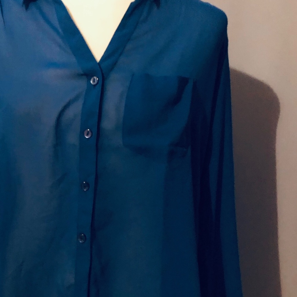 Urban Outfitters silence & noise sheer blue blouse - Picture 2 of 4